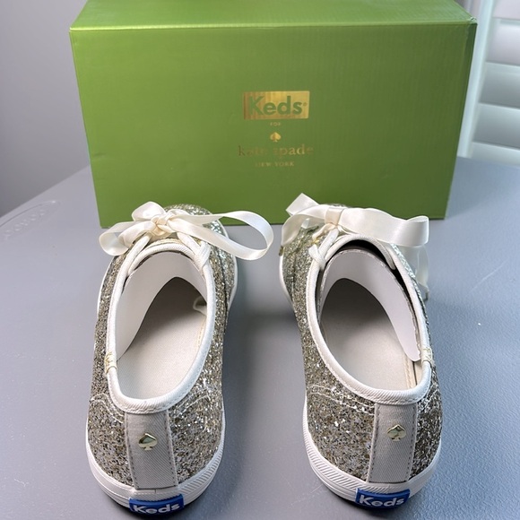 Keds Kate Spade Champion Platinum Gold Glitter Wedding Bridal Shoes Sneakers 9 - Picture 4 of 8